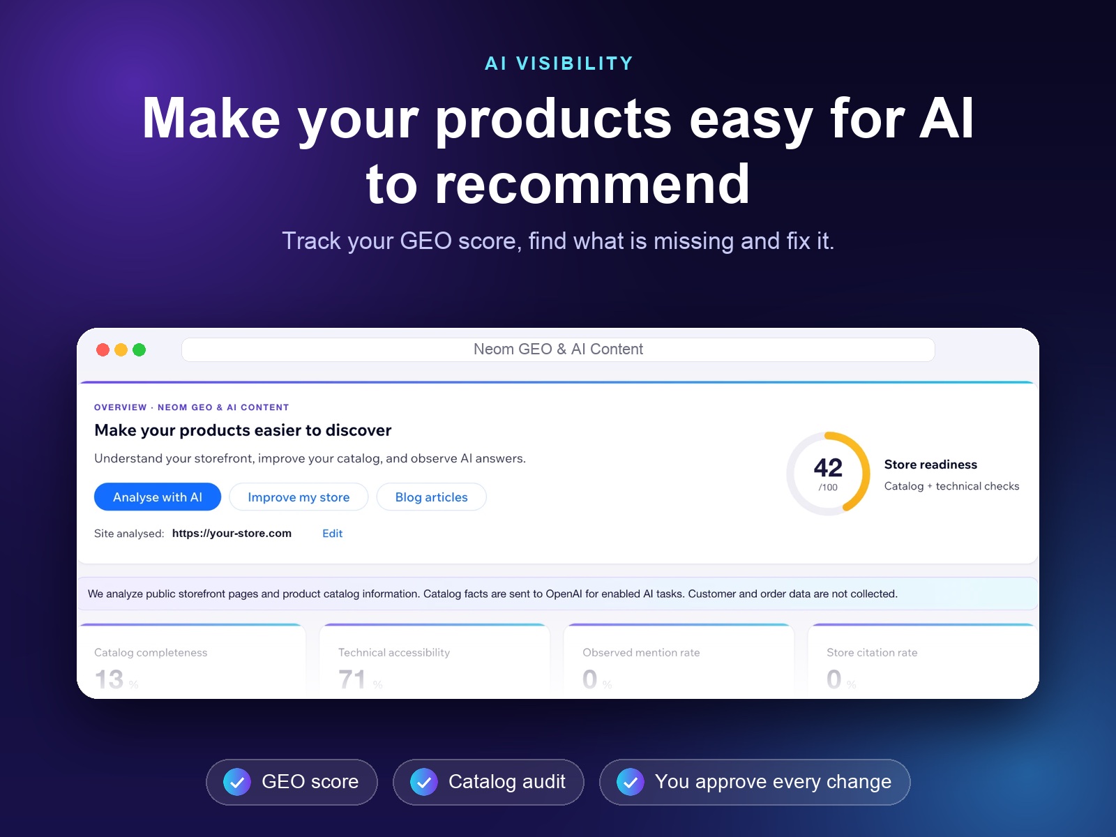 Neom GEO and AI Content for Wix